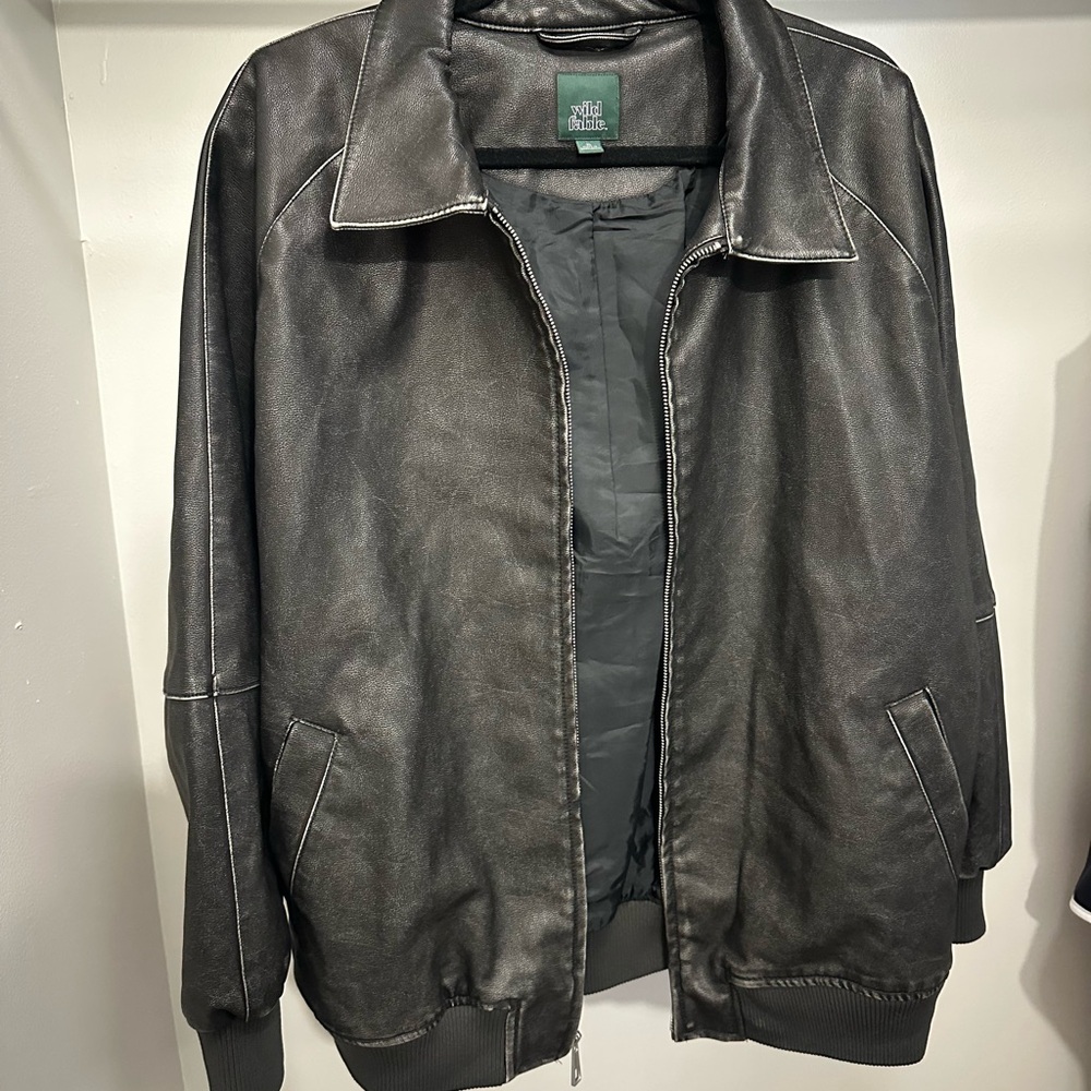 Women’s Faux Leather Oversized Bomber Jacket